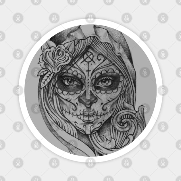 Sugar Skull Girl Day of the Dead Magnet by dnlribeiro88